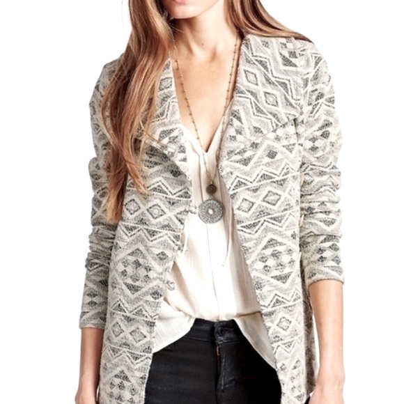 Lucky Brand Tribal Pattern Button Front Blazer Jacket Size M - Picture 6 of 13